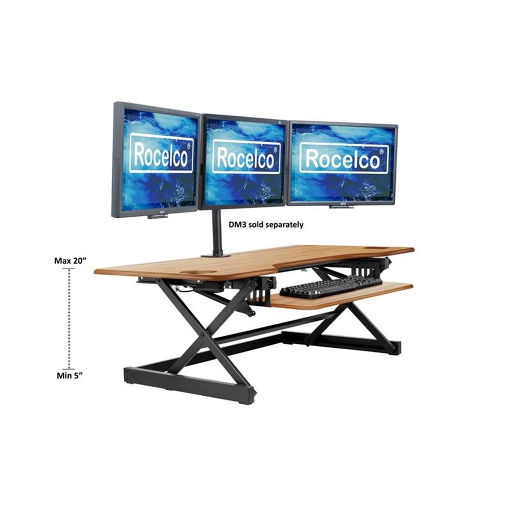Pemberly Row Large Height Adjustable Standing Desk Converter - Teak Wood Grain