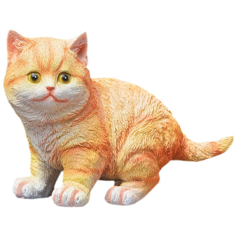 Animal Cat Figurine Lifelike Cat Sculpture Small Cat Figurine Desk