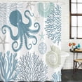 thumbnail image 3 of Blue Octopus Coastal Waterproof Fabric Shower Curtain,Summer Beach Nautical Coral Waterproof Fabric Shower Curtain for Bathroom Curtains Bathtubs Hotel Shower Curtains with 12 Hooks Long 72x78in, 3 of 8