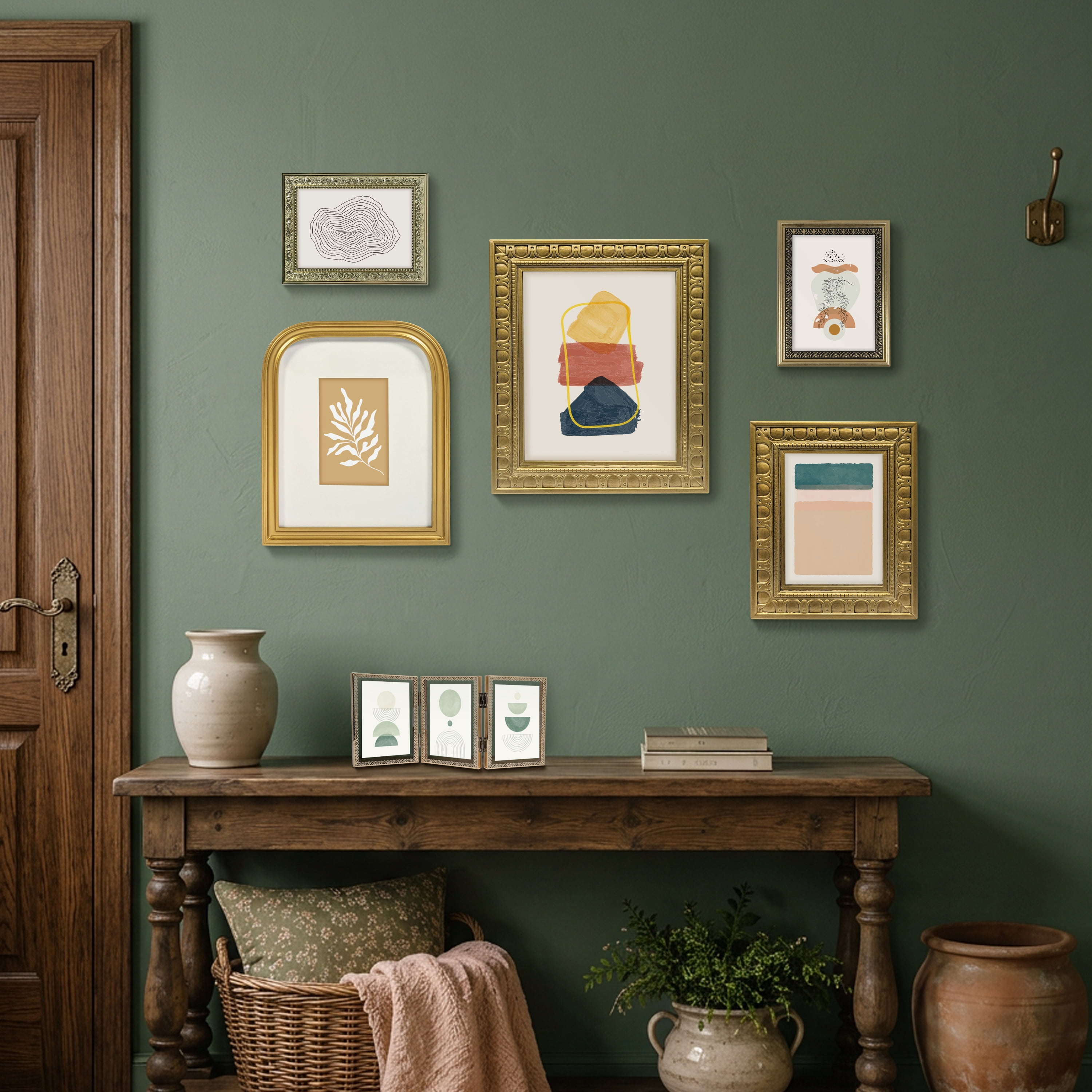 Bradley & Ballard - 3x5 inch - 3 Opening Hinged Antique Metal Cutout Float Tabletop Frame