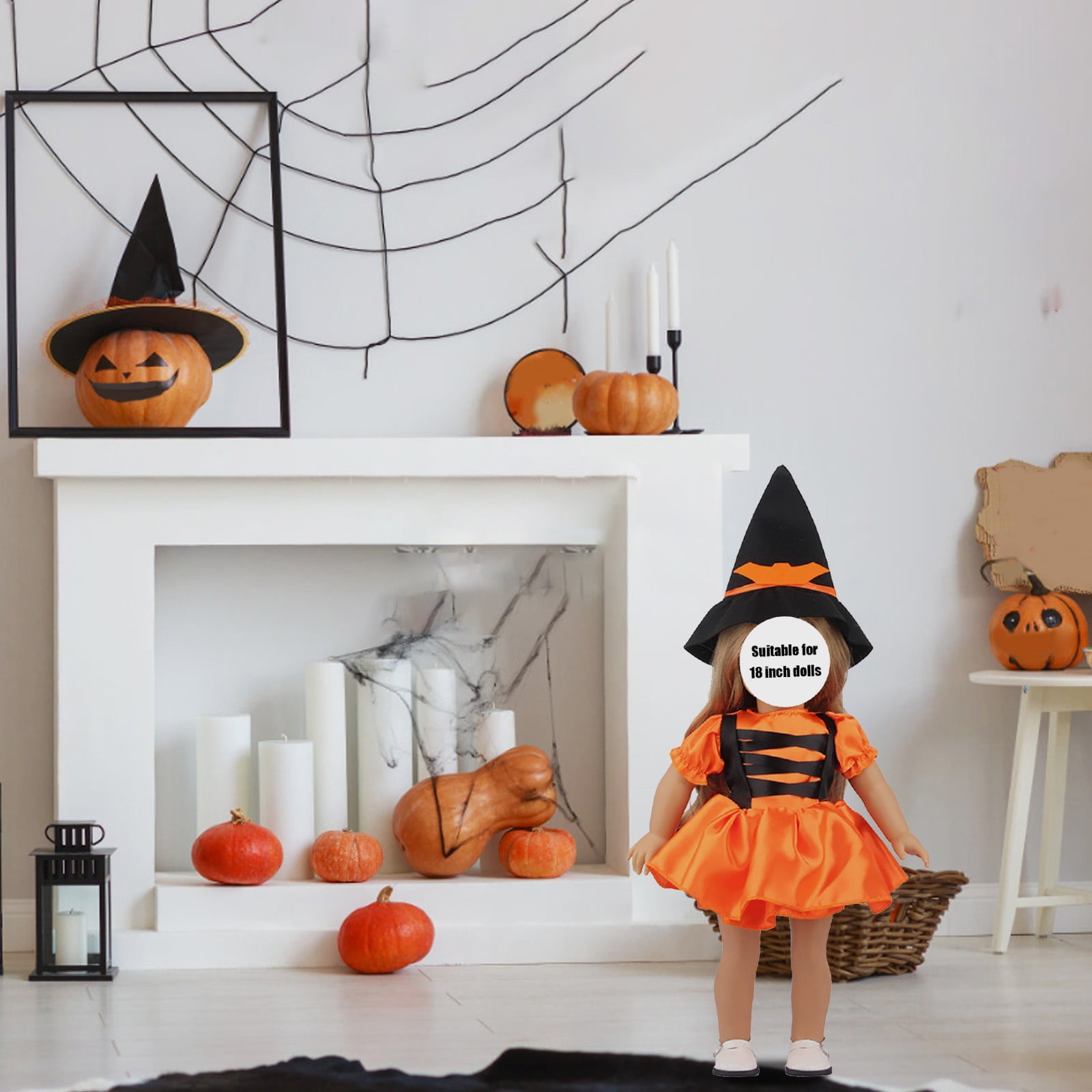 Set De 2 Vêtements De Poupée Halloween - Robe Et Chapeau Sorcière Pour Poupées 18 Pouces (type American Girl)