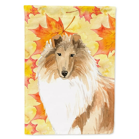 Carolines Treasures CK1830CHF Fall Leaves Rough Collie Flag Canvas House Size  Large multicolor