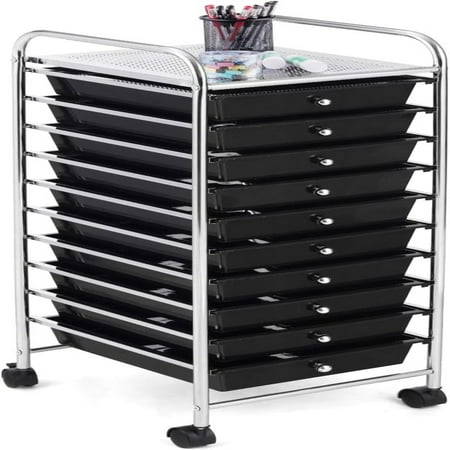 

Craft Organizers and Cart - Rolling Cart with 10 Drawers Lockable Casters for Tools Trolley Cart with Wheels Utility Cart for School Home Office Craft Cart (Gradient Black)