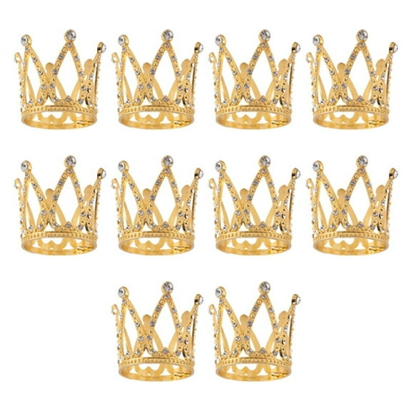 10 Pcs Gold Cake Topper Tiny Baby Small Rhinestone Crown for Flower Arrangements Shower Birthday Wedding Decor