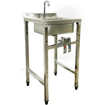 NSF 18''x17''x36'' 304 Stainless Steel Single Bowl Kitchen Sink with Faucet, Utility Sink for Outdoor, Bathroom, or Restaurant Use