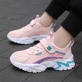 thumbnail image 4 of HTHLVMD School Daily Wear Shoes, Colorblock Kids Footwear, Kids Pink Sneakers, Kids Girls All Pink Colorblock Sneakers Casual Hook and Loop Athletic Shoes for Daily School Play, Pink 6Y, 4 of 5