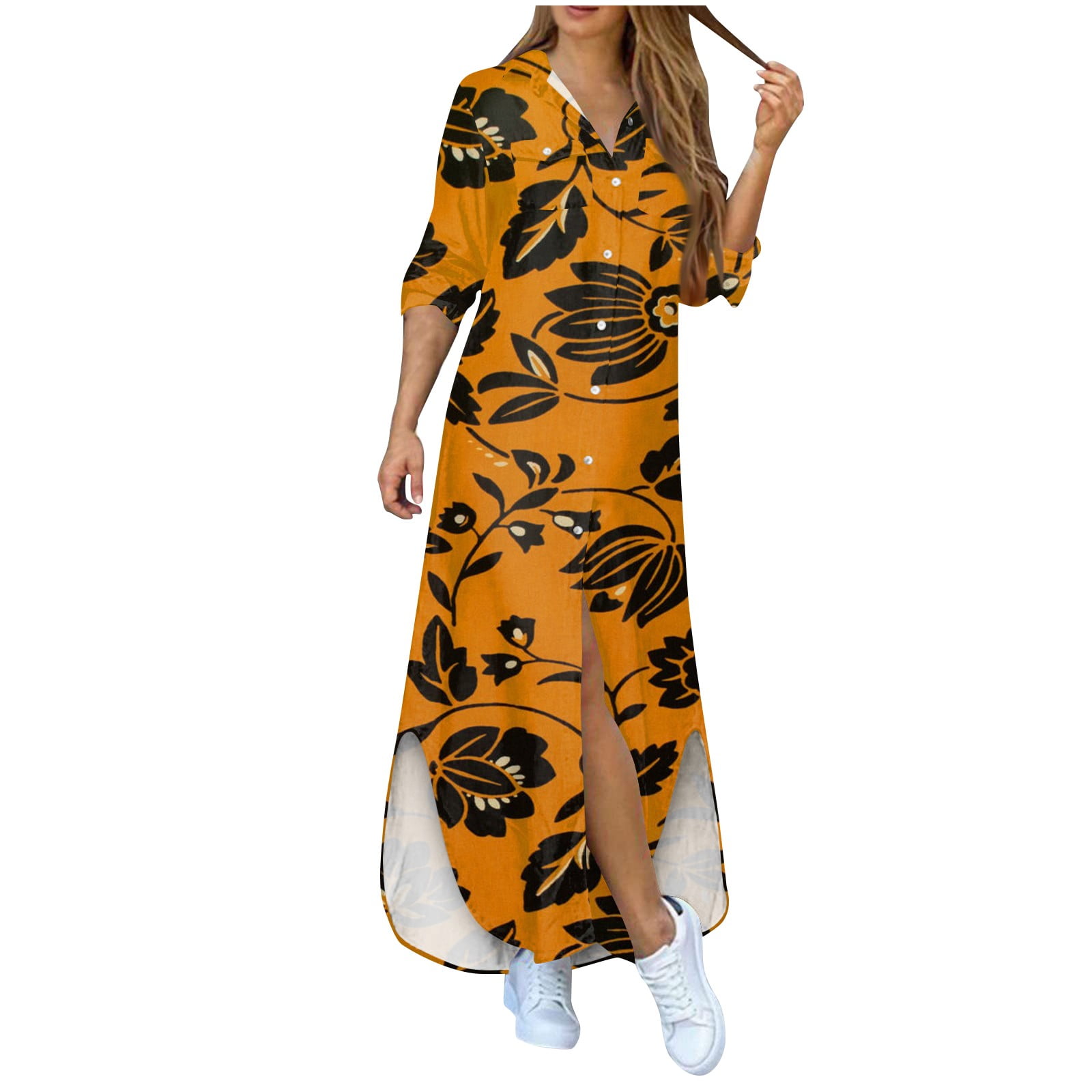 Promotional Events for Huge Savings HIMIWAY Flattering Sizes for Every Body  Type Affordable Long Sleeve Dresses Long Beach Tie Dye Sundress Lounge T  Shirt Maxi Dress Ginger S - Walmart.com