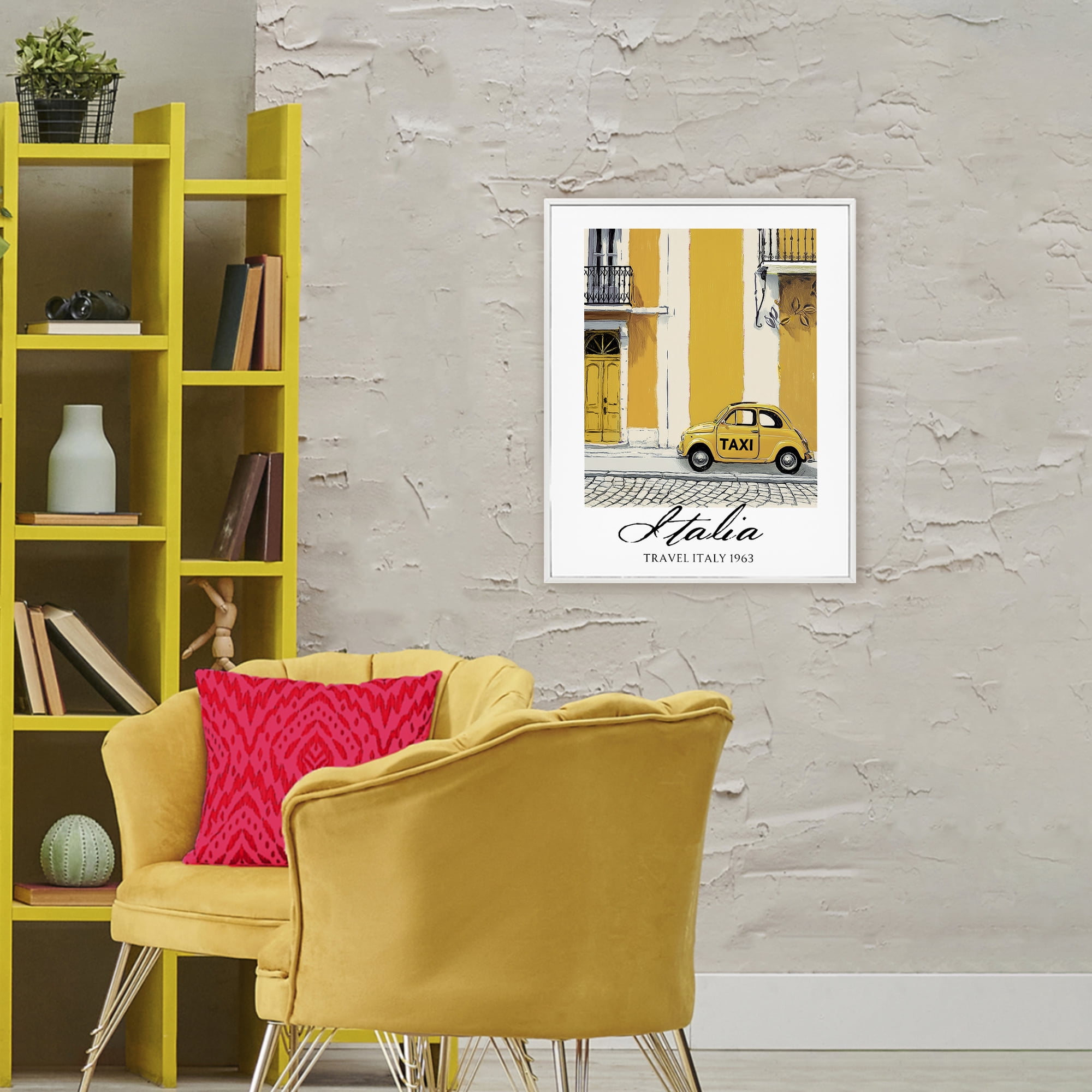 Stupell Industries Travel Italia Taxi White Framed Giclee Art, design by Annabelle Hall