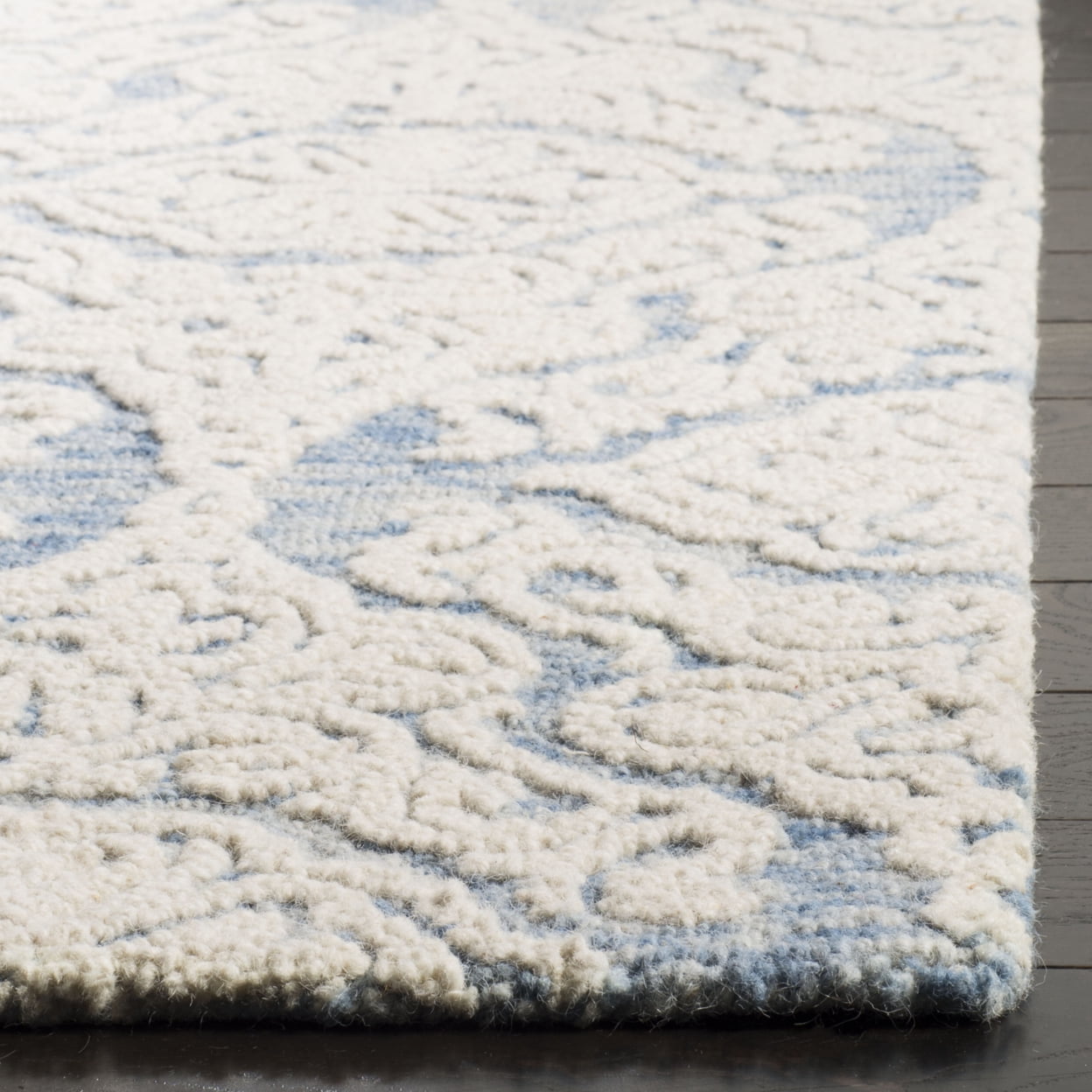 SAFAVIEH Blossom Asher Damask Wool Area Rug, Blue/Ivory, 8' x 10'