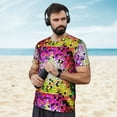 thumbnail image 4 of Wukai Colorful Tie Dye Stained Glass 3 Print Men's Short-Sleeved Mesh T-Shirt,Quick-Dry Short Sleeve Workout T-Shirt-X-Small, 4 of 8