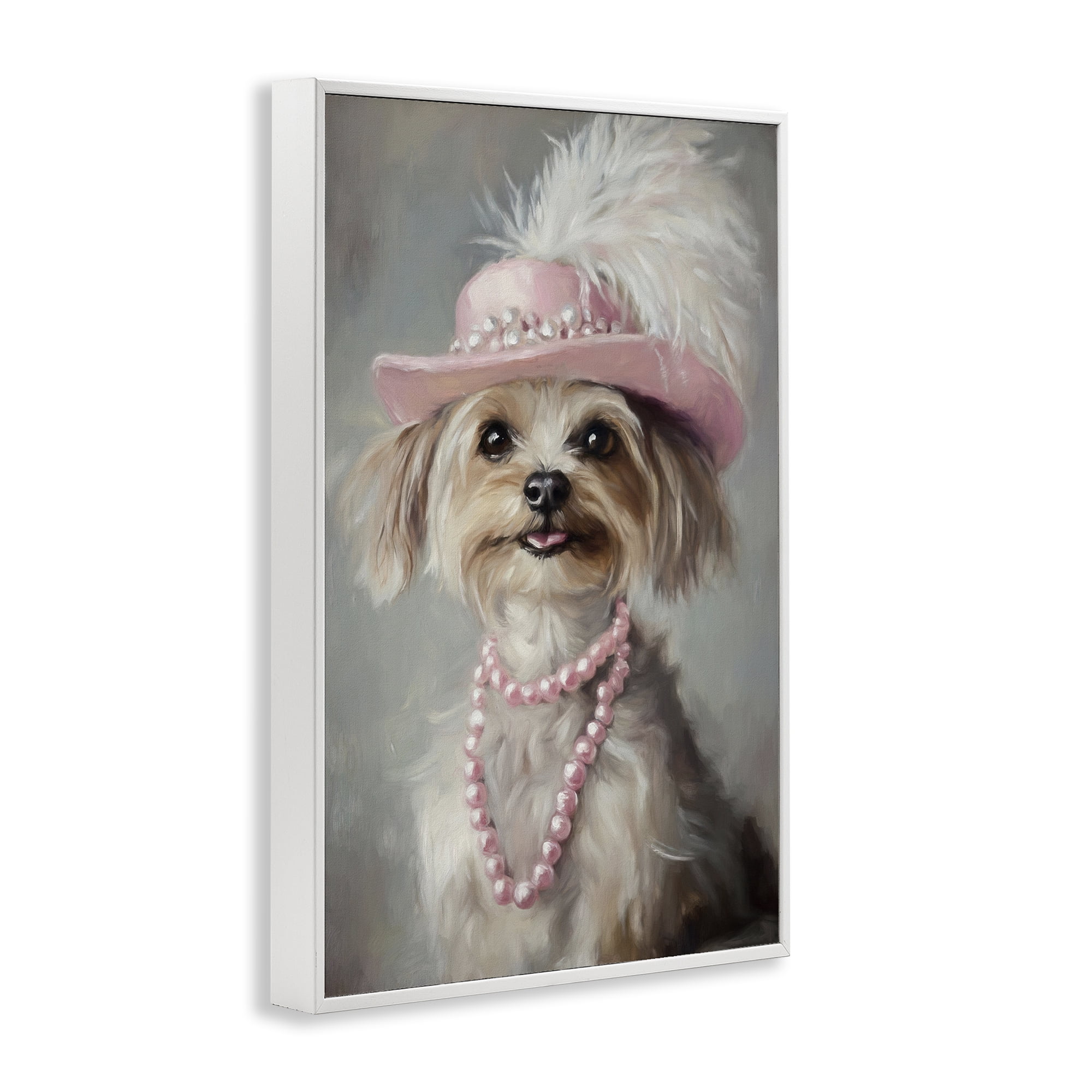 Stupell Industries Lady Yorkie Portrait White Framed Giclee Art, design by Tina LeCour