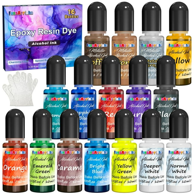 Juego de tintas con alcohol FansArriche, 16 colores, 10 ml cada uno, para resina