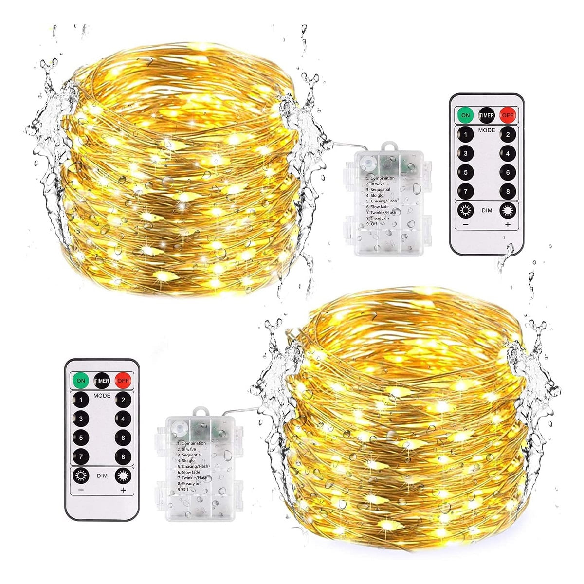 50/100LEDs USB Twinkle LED String Fairy Lights Copper Wire 8 Mode W/ Remote 