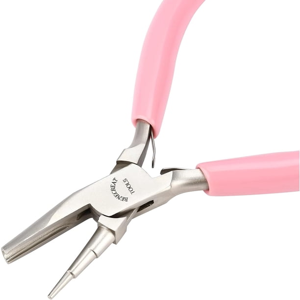 Alicates de 5 pulgadas para formar alambre, de 3 pasos, con forma cóncava redonda, para joyería, de 2 mm a 5,5 mm, de acero al carbono, para hacer bucles de alambre y hacer bricolaje.