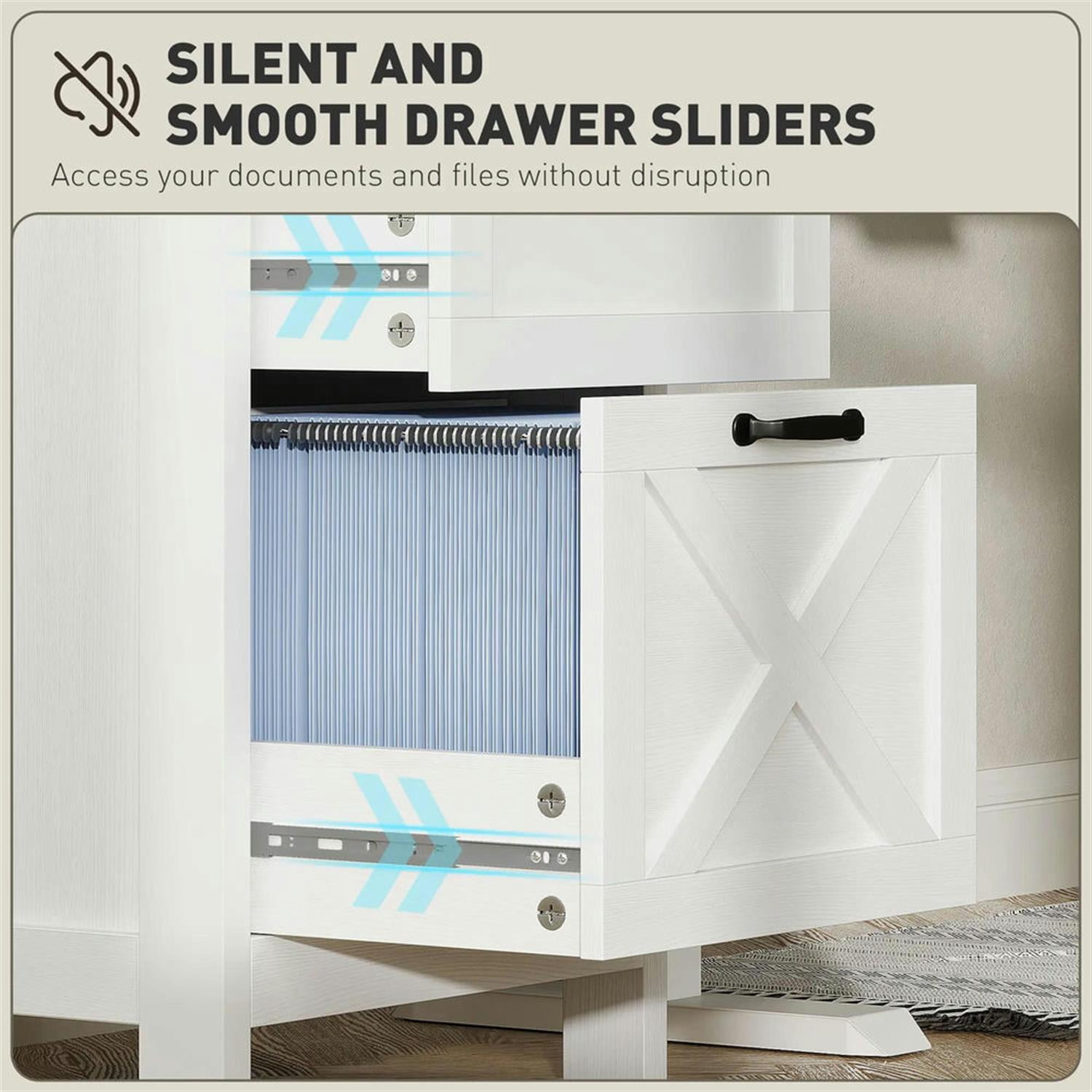 Demi Bonn Modern 3-Drawer Filing Cabinet for Letter, A4 and Legal Size, Home Office, Rustic Farmhouse Vertical File Cabinet, White