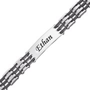 Personalized Planet Men's Stainless Steel and Rubber Engraved ID Bracelet, 8-1/2"