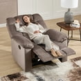 thumbnail image 5 of Bonzy Home Manual Recliner Chair — Single-Seat Reclining Sofa Chair with Wide Backrest & Overstuffed Headrest, Brown, 5 of 7