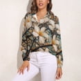 thumbnail image 3 of Plumeria Flowers Long Sleeve Blouse Woman Streetwear Casual Shirts Summer Oversize Woman Streetwear Clothing Birthday Present, 3 of 7