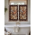 thumbnail image 4 of Brown Retro Horse Bathroom Window Curtain, Vintage Western Stars Country Light Filtering Coffee Kitchen Curtains, Bedroom Living Room Curtains 2 Panel 84"x54", 4 of 6