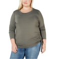 thumbnail image 2 of Soprano Womens Cinched Side Pullover Blouse, Green, Plus Size, 1X, 2 of 2