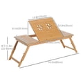 thumbnail image 3 of HOMCOM Réglable en Bambou Bureau Portable Petit Déjeuner Pliable Servant Plateau de Lit avec Inclinable (28.3" L), 3 of 10