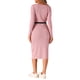 thumbnail image 3 of Vestidos de suéter INSPIRE CHIC para mujeres con escote cuadrado, cinturón, cuerpo ajustado, manga larga y larga S en rosa y gris, 3 of 6