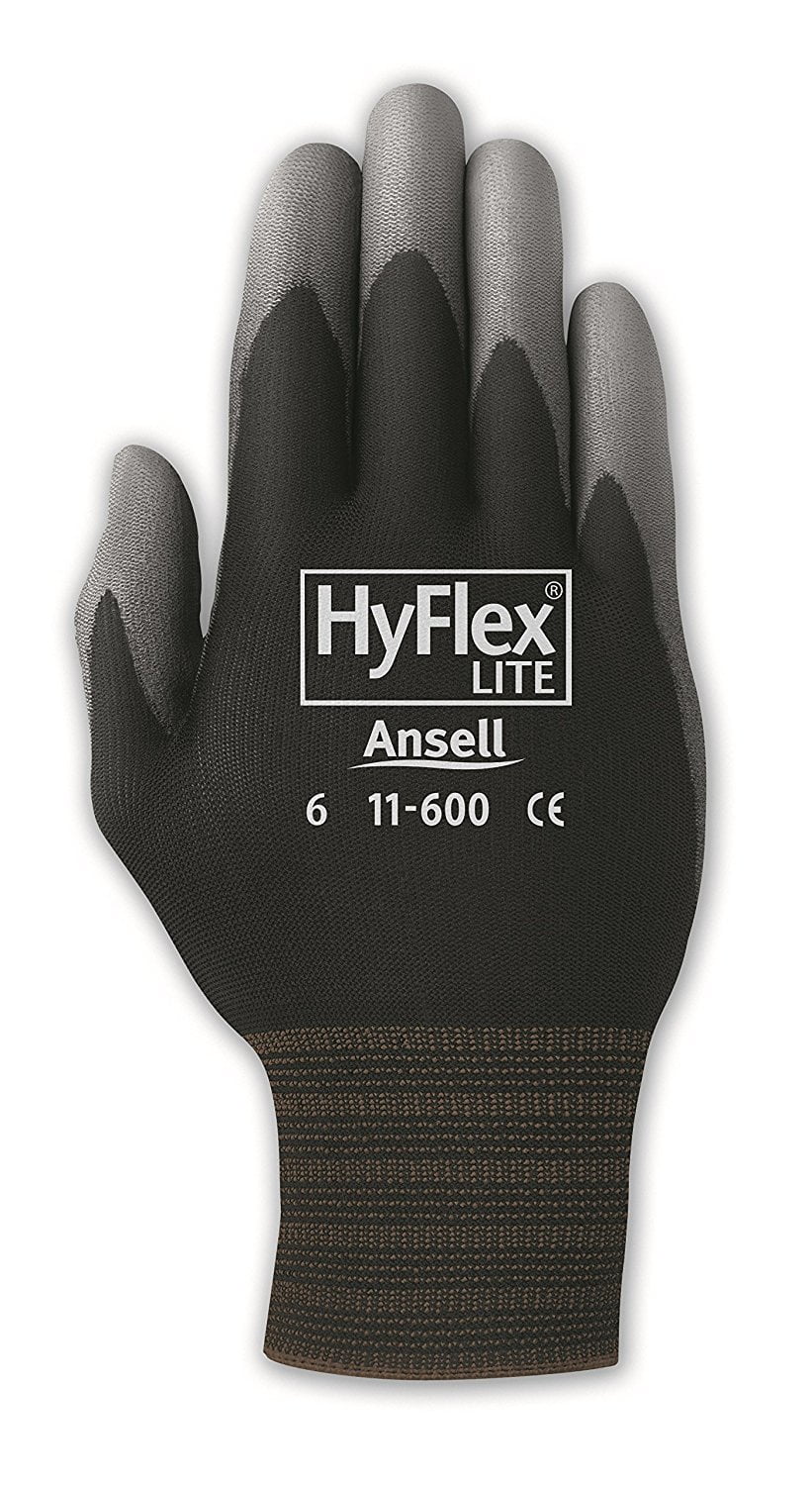 Ansell 11-600-6_BK HyFlex Nylon Polyurethane Gloves, X-Small, Size 6 ...