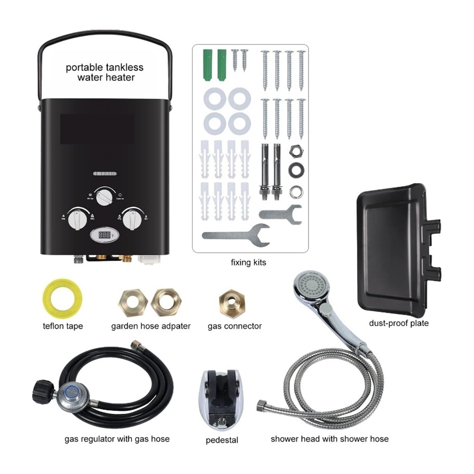 Portable Water Heater Propane Tankless - 6L RV On Demand Hot Gas Outdoor Digital Display Water Heater For Camping ,Safety Protections