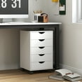 thumbnail image 2 of HOMCOM File Cabinet with 5 Drawer Wheels Storage Organizer White, 2 of 10
