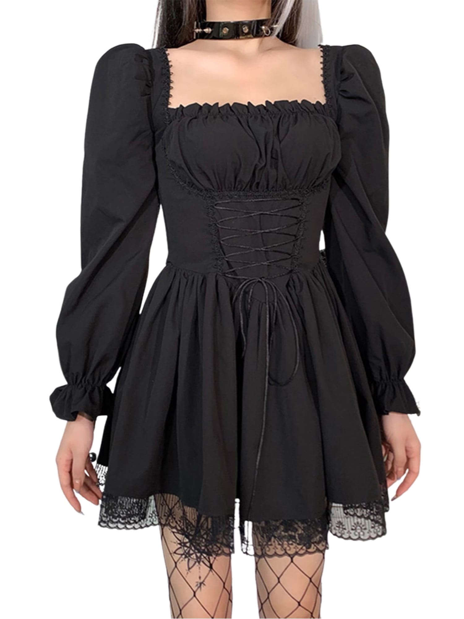 Women Sexy Square Neck Flare Sleeve 