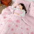 thumbnail image 4 of Castle Fairy Teens Children Pink Flower Cherry Blossom 7-Piece Twin Bedding Sets,Botanical Plants Bedding Comforter Set,Chic Floral Sakura Breathable Sheet Sets,Ultra Soft Home Decor, 4 of 8