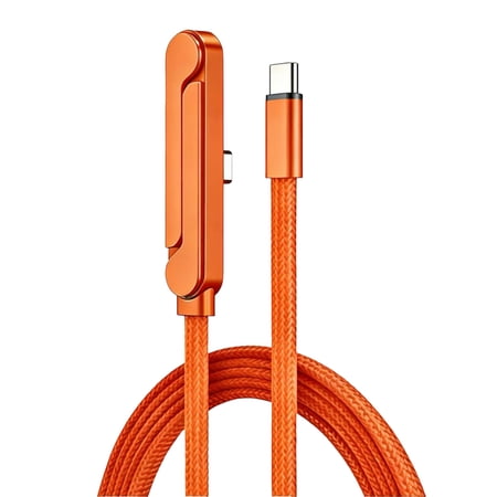 90 Degree Right Angle 240W USB-C Charging Cable with Invisible Stand T-Shaped Foldable and Durable for Multi-Functional Use Gaming Office Home