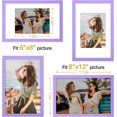 thumbnail image 3 of Vittanly 8x12 Picture Frame, Premium Material with Shatter Resistant Plexiglass, Display Pictures 6x8 with Mat or 8x12 without Mat, Photo Frame for Wall or Table Top Display, Purple, 1 Pack, 3 of 6