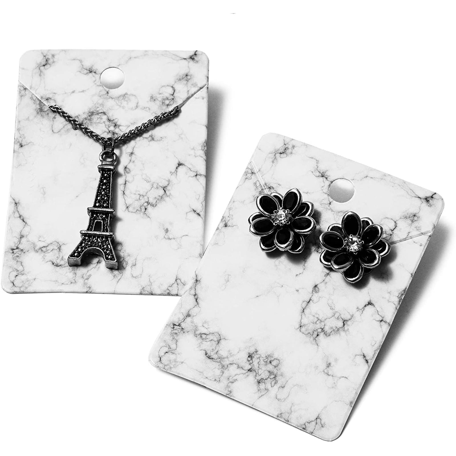 800 Pieces Marble Design Earring Card Display Holder Set Include 200 Marble Display Card in 4 Color 200 Self-Seal Bags 400 Earring Backs for Jewelry Display Packing 