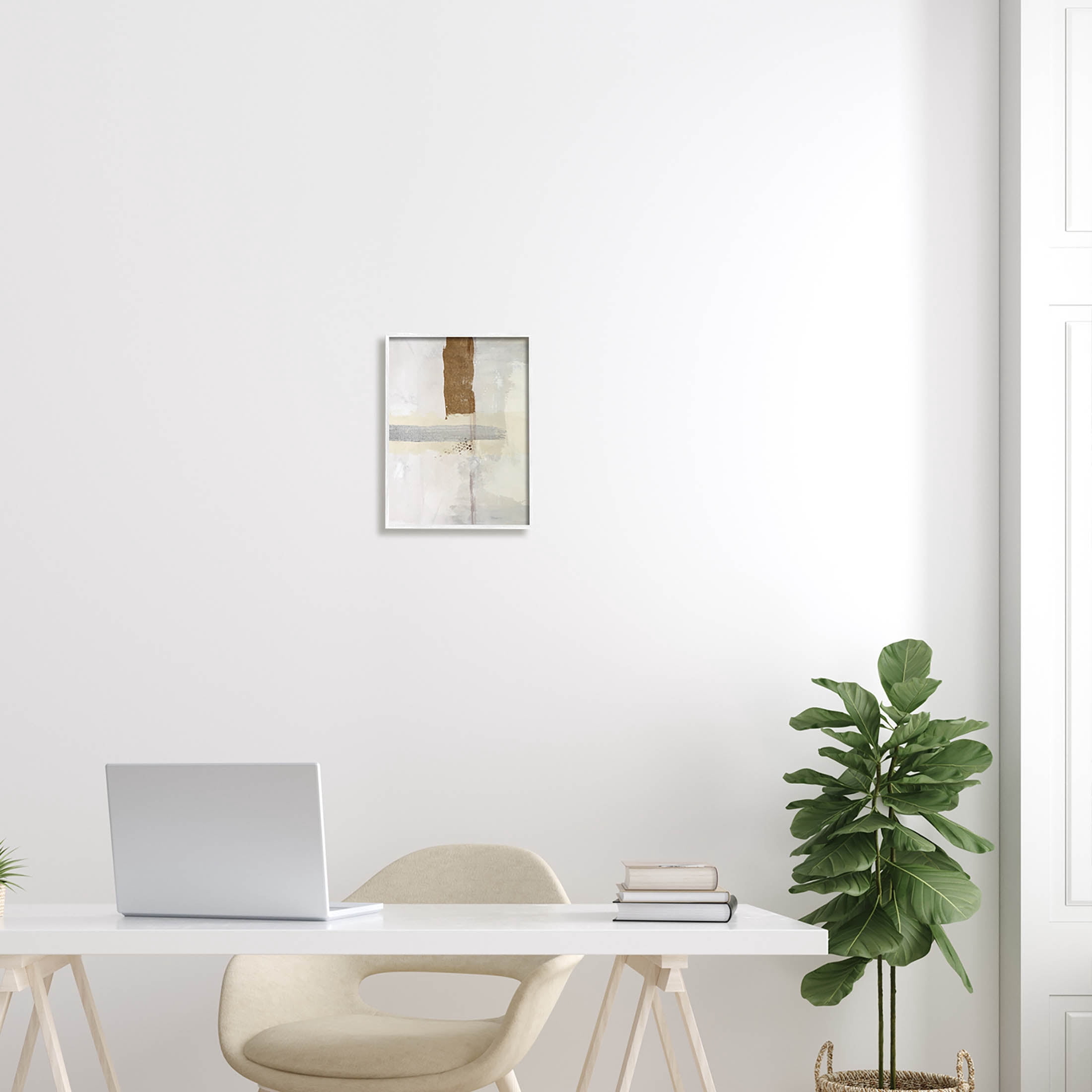 Contemporary Brushed Composition Abstract Graphic Art White Framed Art Print Wall Art