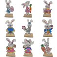 thumbnail image 2 of Adorno de conejo de madera para Pascua, animales pintados súper lindos, decoración de escritorio para el hogar, sala de estar, dormitorio, estilo 2, 2 of 5