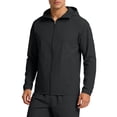 thumbnail image 2 of Sun Protection Hoodie Jacket for Men Long Sleeve Solid Color Zip Cardigan Polyester, 2 of 9