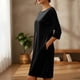 thumbnail image 5 of Karight Women's Velvet Dress Trendy Formal Long Sleeve Loose Casual Swing Mixi Dresses Plus Size for Daily Wear with Pockets, 5 of 5