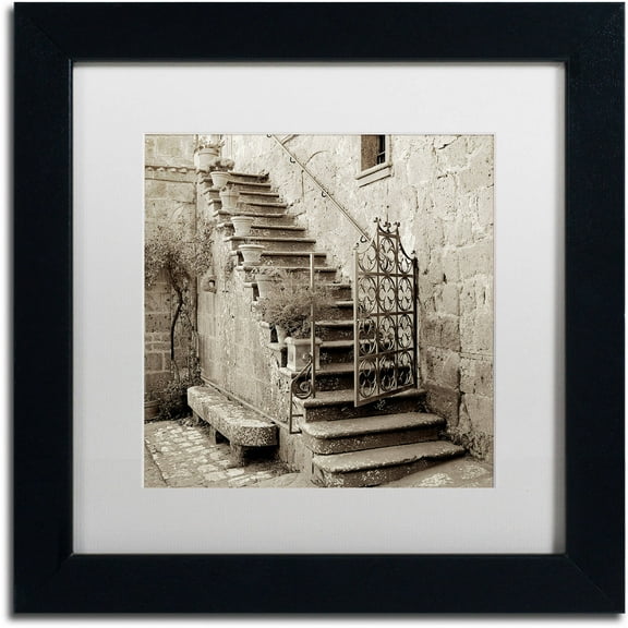 Trademark Fine Art "Umbria Scala I" Canvas Art by Alan Blaustein, White Matte, Black Frame