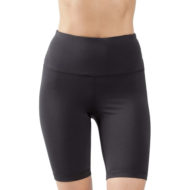 90 Degree By Reflex High Waist Power Flex Yoga Shorts - Tummy Control Biker  Shorts for Women, Black 9 Ribbed, Large 