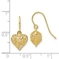 thumbnail image 3 of Primal Gold 14 Karat Yellow Gold Diamond-cut Puffed Heart Dangle Earrings, 3 of 5