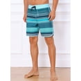 thumbnail image 2 of DARING DIVA Men's Drawstring Waist Color Block Striped Board Shorts 32 Light Blue, 2 of 6