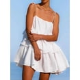 thumbnail image 6 of Women's Ruffle Layered Tie Shoulder Cami Dress 100% Cotton Fabric for Effortless Summer Chic Everyday Wear AllDay, 6 of 18