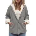 thumbnail image 7 of jtjvou Winter Warm Fleece Lined Jackets for Women Plain Color Jacket with Pocket Button Coats Outerwear Gray S, 7 of 7