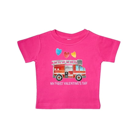 

Inktastic My 1st Valentine s Day Fire Truck with Hearts Gift Baby Boy or Baby Girl T-Shirt