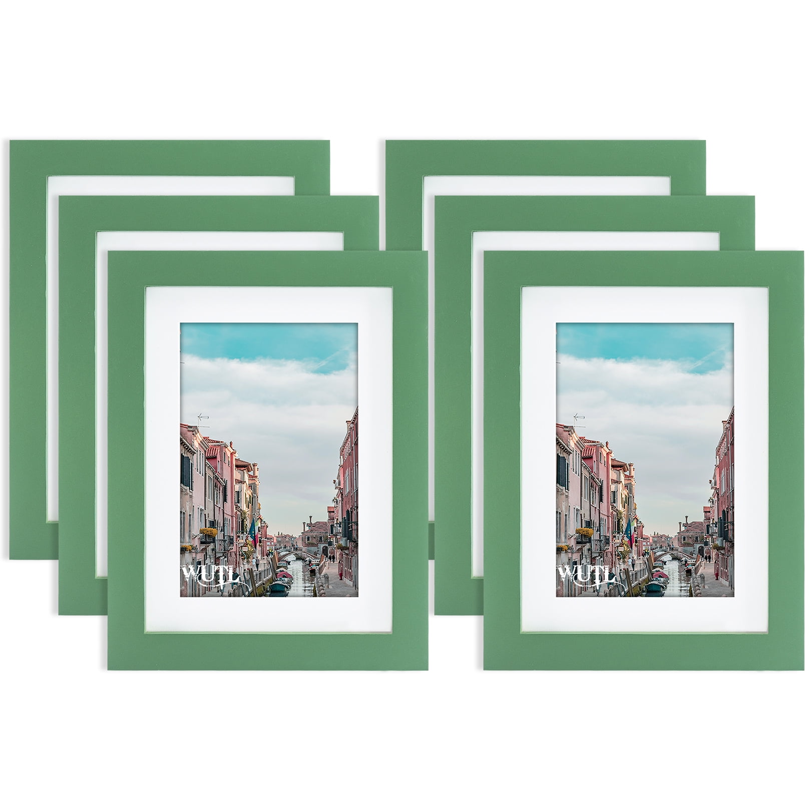 WUTL Green Picture Frames 5x7 Inch Wood Photo Frames for Wall and