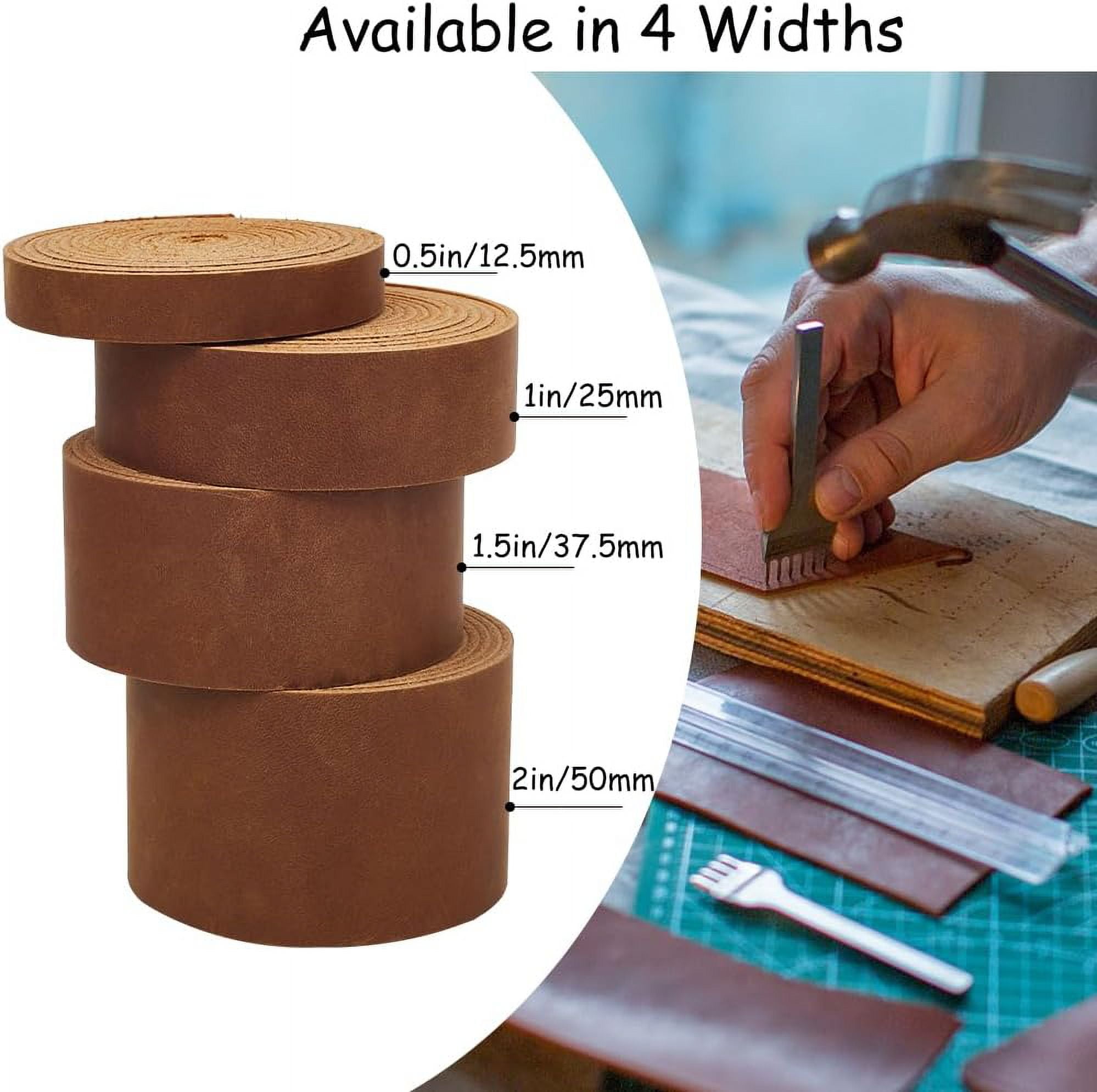 72x2 Inch Wide Top Grain Cowhide Tooling Leather Genuine Cow Leather Strap AB Grade Crazy Horse Leather String Real Leather Strip Flat Leather Material for Crafts Wrapping Sewing Camel DIY