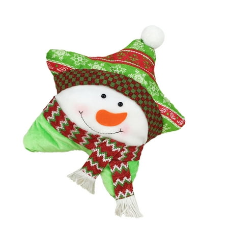 LEORX Eco Friendly Star Shape Christmas Throw Pillow with Snowman Pattern for