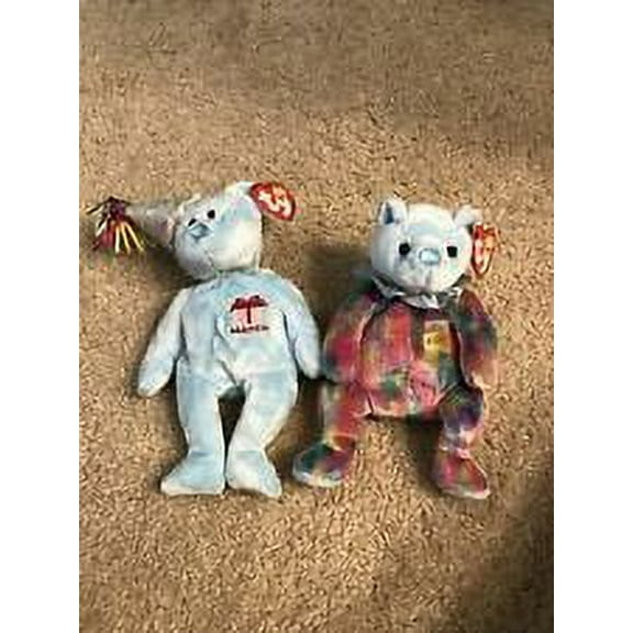 Ty Beanie Babies- MARCH Birthday Bears (Set of 2) Plush