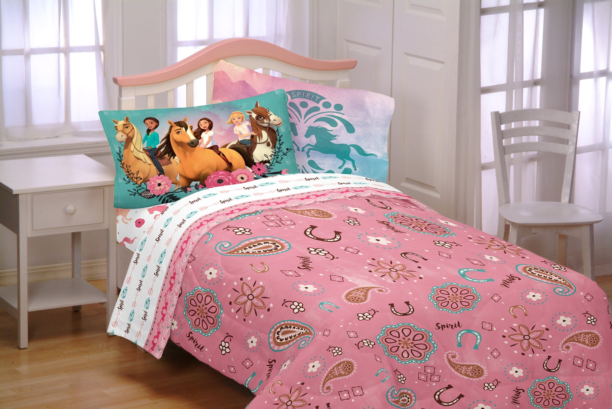 Dream Works Spirit Reversible Kids Girls Horse Pony Bedding Dream Works Spirit Reversible Kids Girls Horse Pony Bedding Comforter Sham Twin